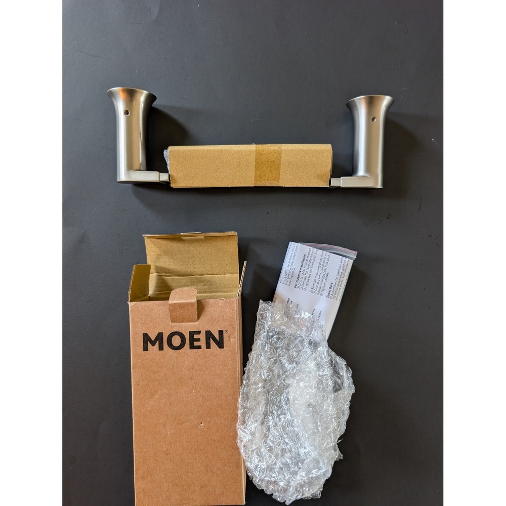 NIB Moen Genta LX Hand Towel Bar Brushed Nickel BH3886BN Minimalist Modern 7inch